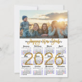 2025 Calendar Gold Glitter Script Minimalistische Feestdagenkaart (Voorkant)