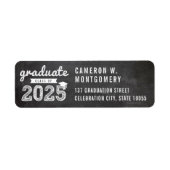 2025 Chalkboard schets Modern Afstuderen adres Etiket (Voorkant)