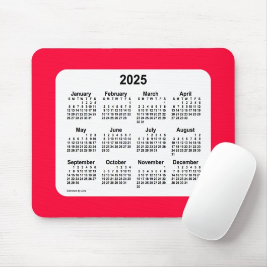 2025 Cherry Red Calendar van Janz Muismat (Met muis)