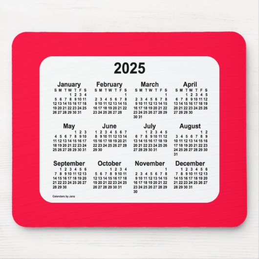 2025 Cherry Red Calendar van Janz Muismat (Voorkant)