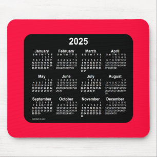 2025 Cherry Red Neon Calendar van Janz Muismat