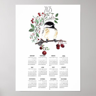 2025 Chickadee Berry Branch Poster Kalender