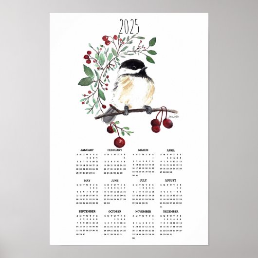 2025 Chickadee Berry Branch Poster Kalender (Voorkant)