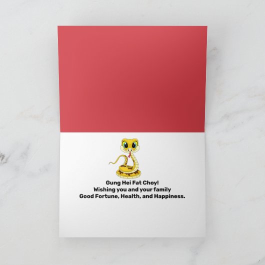 2025 Chinees Nieuwjaar Cartooneslang Vakantiewensk Feestdagen Kaart (Binnen)