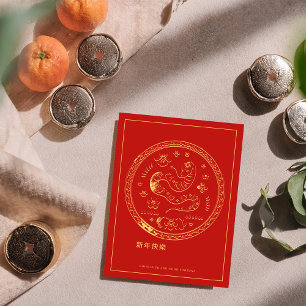 2025 Chinees Nieuwjaar Slang Vakantiekaart Briefkaart