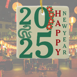 2025 Chinees Nieuwjaar van de Slang Groen Keramisch Ornament