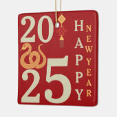 2025 Chinees Nieuwjaar van de Snake Red familienaa Keramisch Ornament (Links)