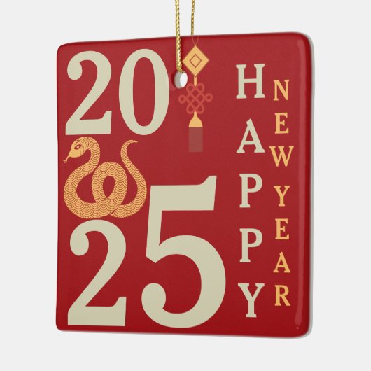 2025 Chinees Nieuwjaar van de Snake Red familienaa Keramisch Ornament (Links)