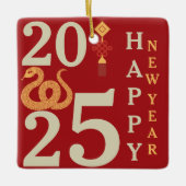 2025 Chinees Nieuwjaar van de Snake Red familienaa Keramisch Ornament (Voorkant)