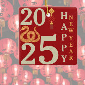 2025 Chinees Nieuwjaar van de Snake Red familienaa Keramisch Ornament