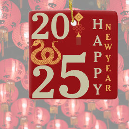 2025 Chinees Nieuwjaar van de Snake Red familienaa Keramisch Ornament