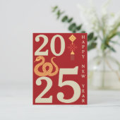 2025 Chinees Nieuwjaar van het Slangenrood Briefka Briefkaart (Staand voorkant)