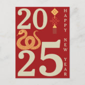 2025 Chinees Nieuwjaar van het Slangenrood Briefka Briefkaart (Voorkant)
