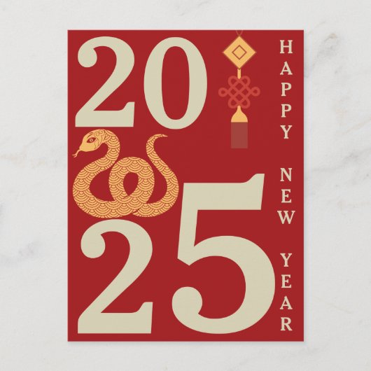 2025 Chinees Nieuwjaar van het Slangenrood Briefka Briefkaart (Voorkant)