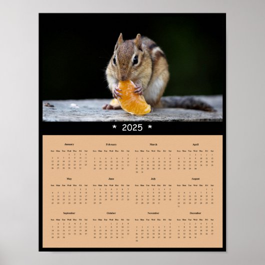 2025 Chipmunk Wandkalender Poster (Voorkant)