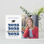 2025 Christelijk Blauw Afstuderen Fotoaankondiging Aankondiging (Staand voorkant)