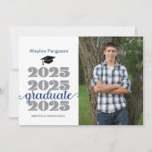 2025 Christelijk Blauw Afstuderen Fotoaankondiging Aankondiging (Voorkant)