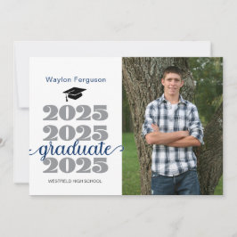 2025 Christelijk Blauw Afstuderen Fotoaankondiging Aankondiging