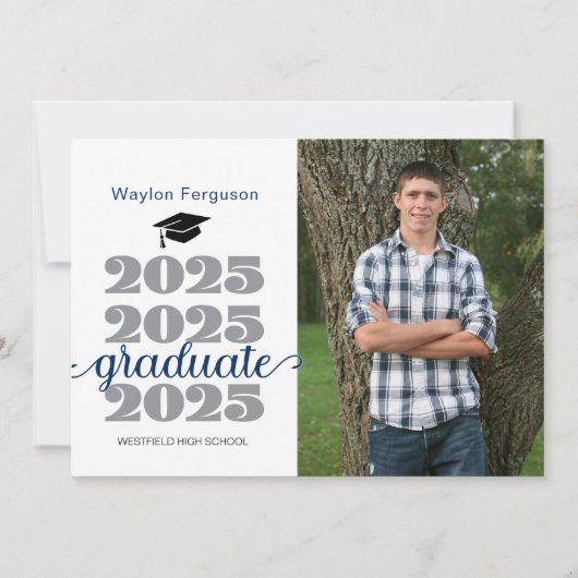 2025 Christelijk Blauw Afstuderen Fotoaankondiging Aankondiging (Voorkant)