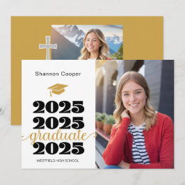 2025 Christelijk Goud Afstuderen Fotoaankondiging Aankondiging