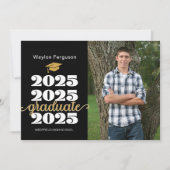 2025 Christelijk Zwart Goud Foto Afstuderen Aankondiging (Voorkant)
