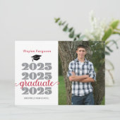 2025 Christelijk Zwart Rood Foto Afstuderen Aankondiging (Staand voorkant)