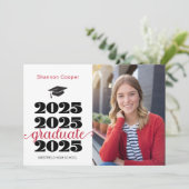 2025 Christelijke rode Afstuderen fotoaankondiging Aankondiging (Staand voorkant)