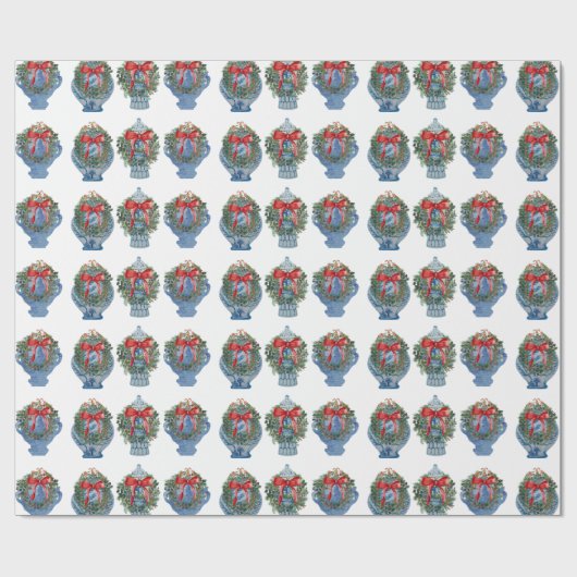 2025 Christmas Ginger Jars Jar Wreath Cadeaupapier (Vlak)