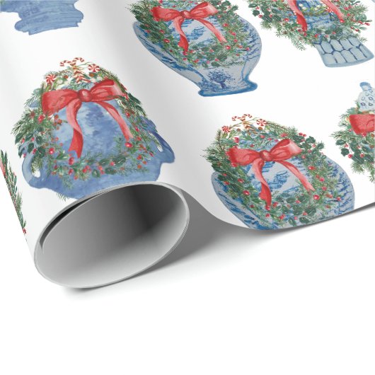 2025 Christmas Ginger Jars Jar Wreath Cadeaupapier (Rol Hoek)