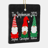 2025 Christmas Gnomes Cute Family 3 Kids Holiday  Keramisch Ornament (Rechts)
