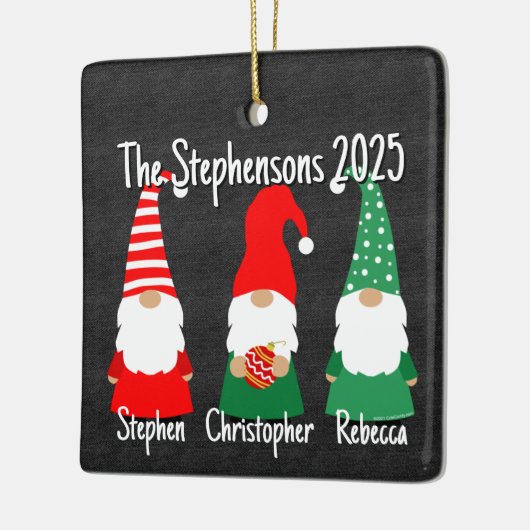 2025 Christmas Gnomes Cute Family 3 Kids Holiday  Keramisch Ornament (Links)