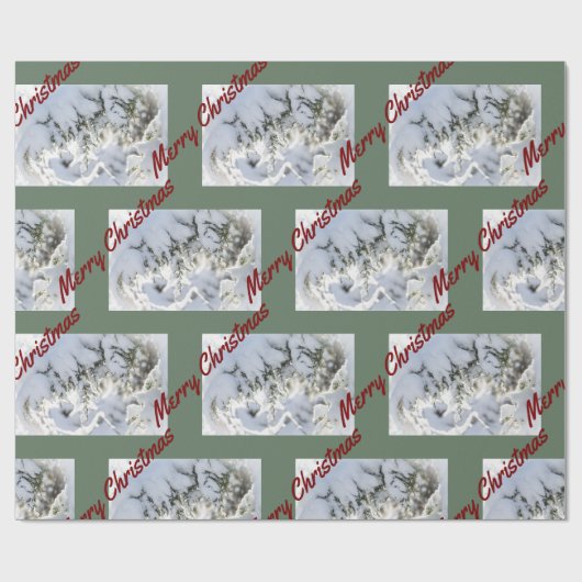 2025 Christmas Wrapping Paper:  Snow on Evergreen Cadeaupapier (Vlak)