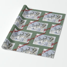 2025 Christmas Wrapping Paper:  Snow on Evergreen Cadeaupapier