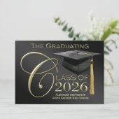 2025 Classic Black & Gold Afstuderen aangekondigd Kaart (Staand voorkant)