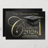 2025 Classic Black & Gold Afstuderen aangekondigd Kaart (Voorkant / Achterkant)