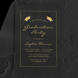 2025 Classic Gold Border Graduation Party Acryl Uitnodigingen