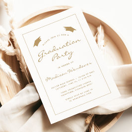 2025 Classic Gold White Border Graduation Party Kaart