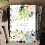 2025 Classy elegante waterverf floral business Planner<br><div class="desc">Chique waterverf bloemenbedrijf of persoonlijke activiteiten planner met boeketten van leisteen blauw en blush roze pioen rozen met groene bladeren en gebladerte en een elegant kalligrafie script. Eenvoudig te personaliseren met uw gegevens aan de voor- en achterkant! Deze planner is geschikt voor bloemisten, tuinontwerpers, tuinontwerpers, binnenhuisarchitecten, boutique eigenaren, winkelmanagers, beheerders...</div>