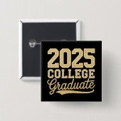 2025 College Afstuderen Afstuderen Senior School Vierkante Button 5,1 Cm (Voorkant /achterkant)