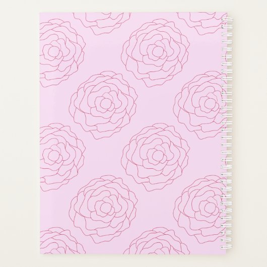 2025 Coming Up Rozen: Dark Pink Roses op Roze Planner (Achterkant)