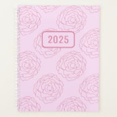 2025 Coming Up Rozen: Dark Pink Roses op Roze Planner (Voorkant)