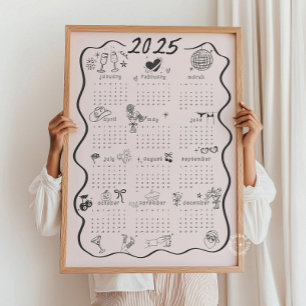 2025 Coquette Roze kalender Poster