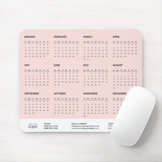 2025 Corporate Eenvoudige Blush Roze Kalender Give Muismat (Met muis)
