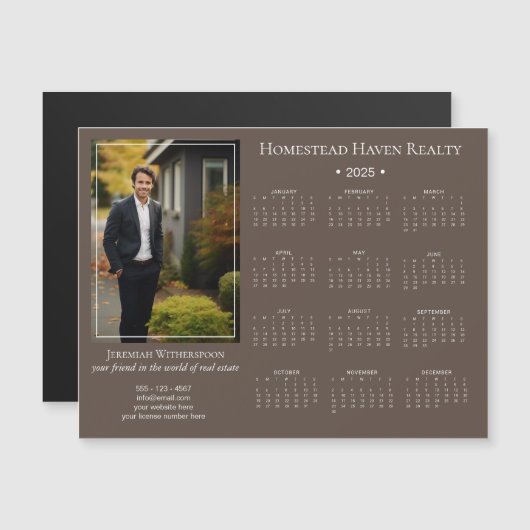 2025 Corporate magnetische fotokalender - Bruin (Voorkant / Achterkant)
