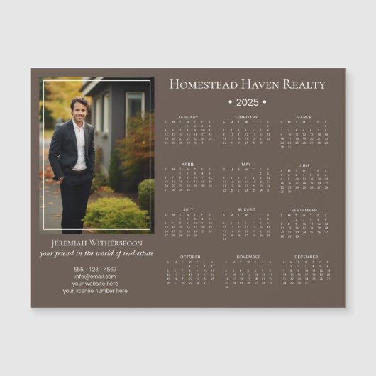 2025 Corporate magnetische fotokalender - Bruin (Voorkant)