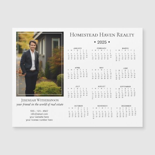 2025 Corporate Magnetische Fotokalender - Wit (Voorkant)