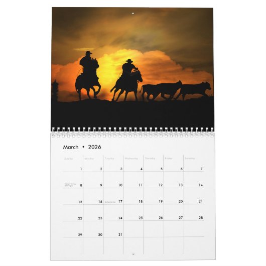 2025 Cowboy Westerne kalender (Mar 2026)