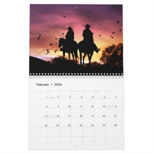 2025 Cowboy Westerne kalender (Feb 2026)
