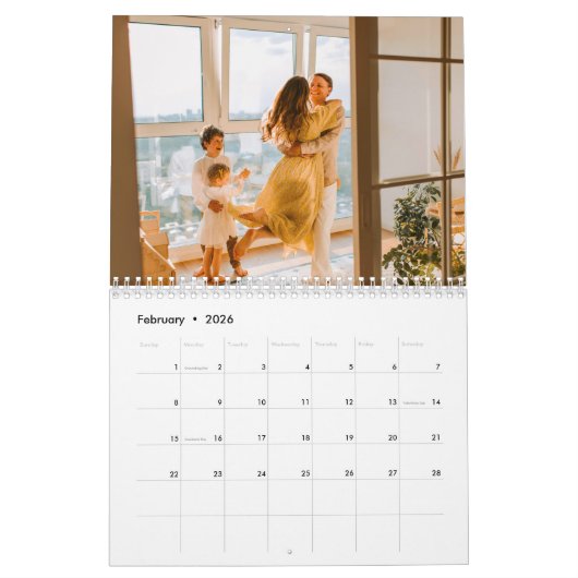 2025 Creëer Uw eigen moderne aangepaste familiefot Kalender (Feb 2026)