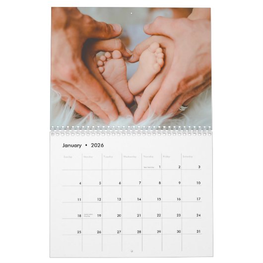 2025 Creëer Uw eigen moderne aangepaste familiefot Kalender (Jan 2026)